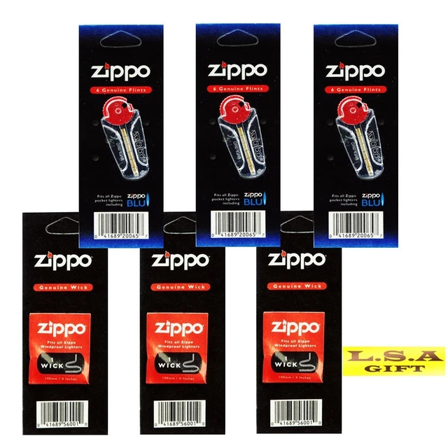 ZIPPO LIGHTER FLUID Fuel 12oz & 6 Value Pack (18 Flints + 3 Wick) Gift