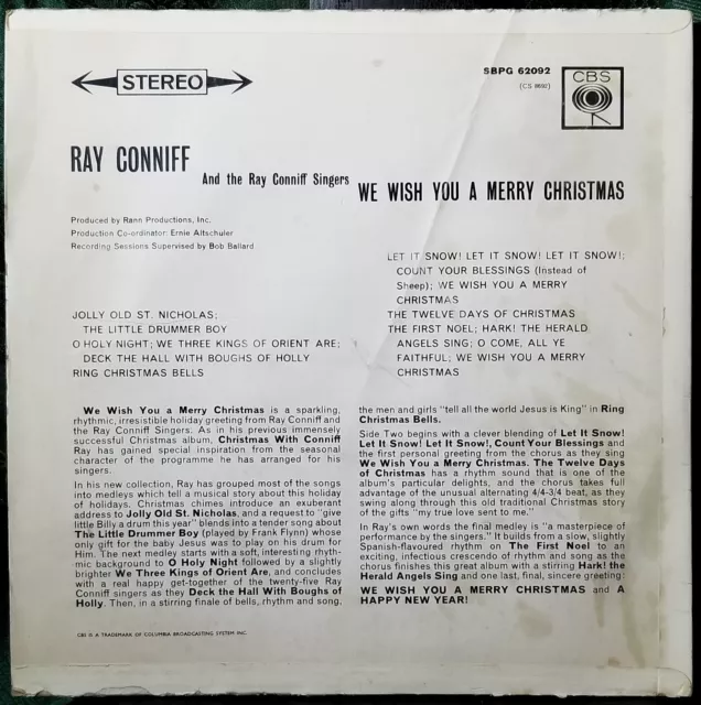 Ray Conniff - We Wish You A Merry Christmas Uk 1962 1^ Stampa Cbs Sbpg 62092 3