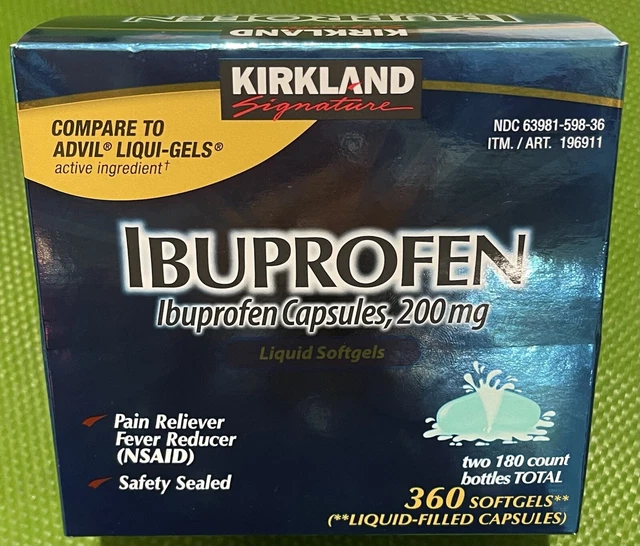 KIRKLAND SIGNATURE IBUPROFEN Liquid Softgels 200mg. 360 ct. EXP6/24
