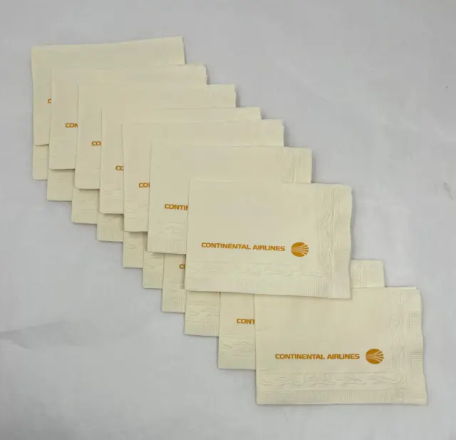 1970s CONTINENTAL AIRLINES Napkins lot of 15  Goldenrod logo on White