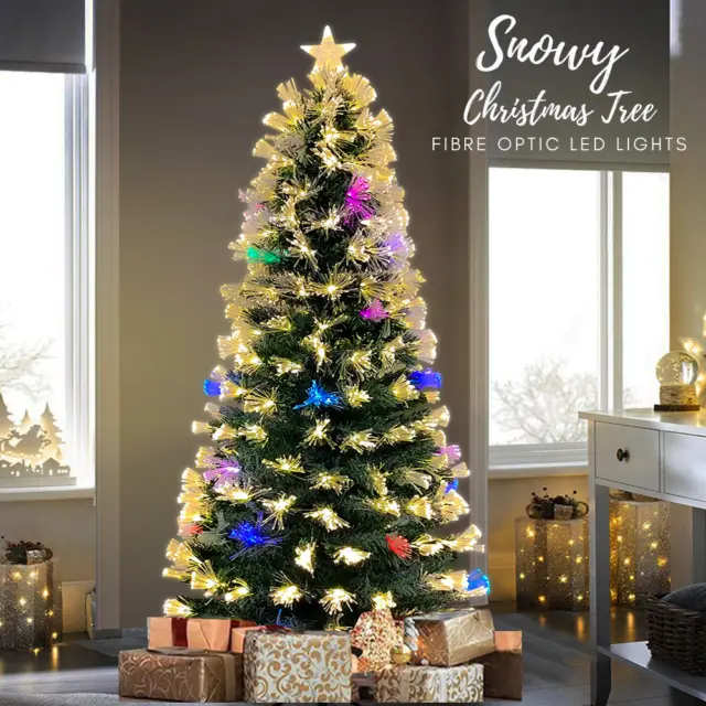 Christmas Tree Snowy Fibre Optic 90/150/180CM Ultra-bright Multicolor LED Lights