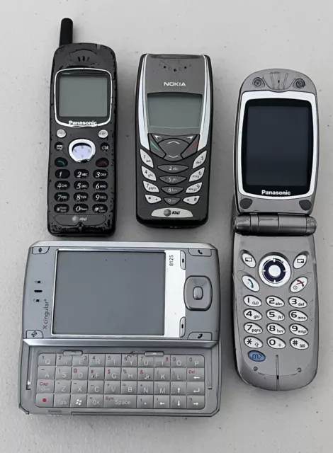 Vintage Cell Phone Lot of 4 Nokia Panasonic Cingular Untested Retro Flip Phones