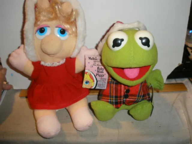 Jim Henson Baby Miss Piggy and Kermit McDonalds Christmas Plush Stuffed Animal