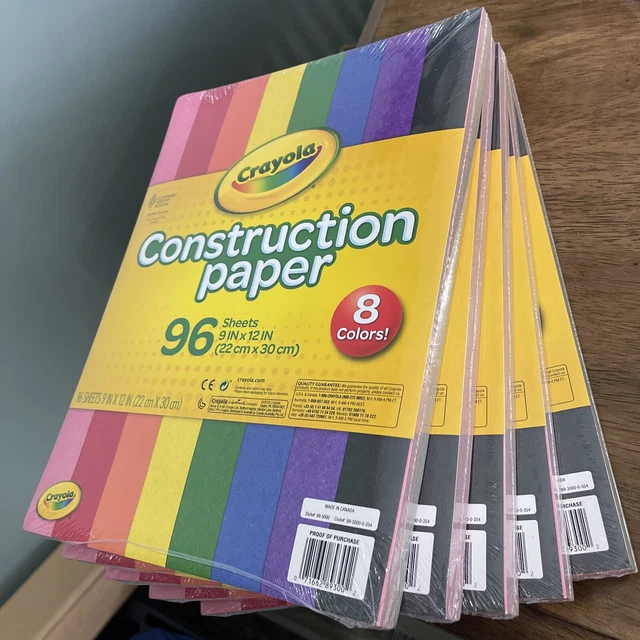 Papel de construcción Crayola 9"" x 12" de 5 piezas, 8 colores surtidos, paquete 96 (480 hojas)