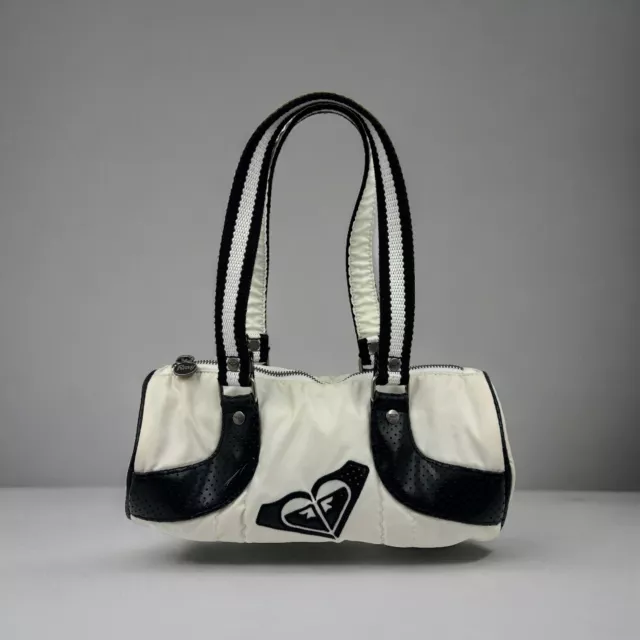 Roxy White Mini Duffle Shoulder Bag Purse Y2K Punk Rock Hip 2000s Preppy Vintage