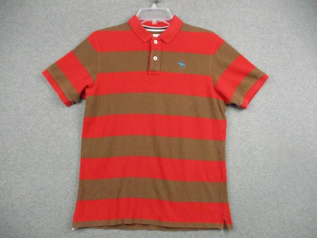 Abercrombie & Fitch Shirt XL Striped Short Sleeve Red Brown Polo