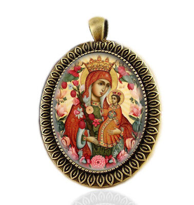 The Unfading Bloom Mother Mary Pendant. Theotokos Orthodox Icon Christian Medal