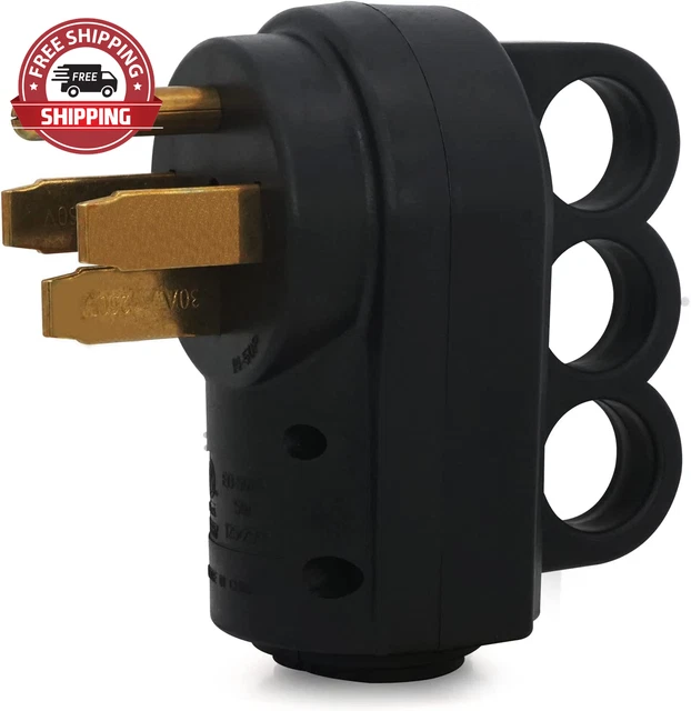 Veepeak 50 Amp RV Plug Male Replacement NEMA 14-50P Heavy Duty 125V/250V 4 Prong