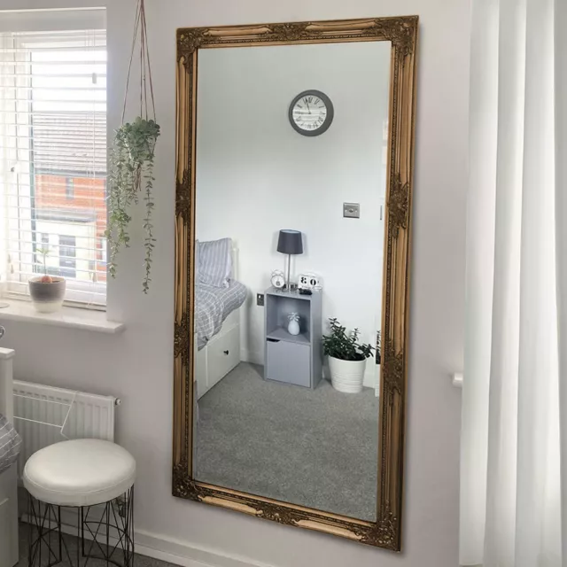 Highbury Large Full Length Gold Leaf Chic Leaner Wall Floor Mirror 164 x 73cm