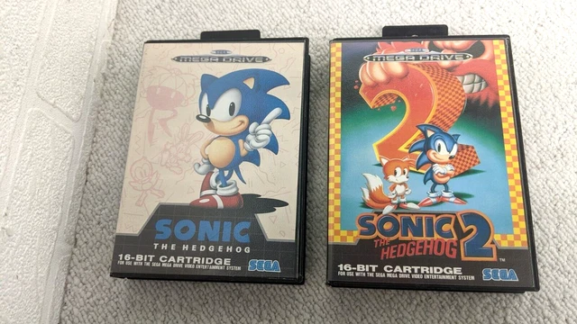 VINTAGE SEGA MEGA Drive Sonic The Hedgehog 1 & 2 16-Bit Cartridge Games ...
