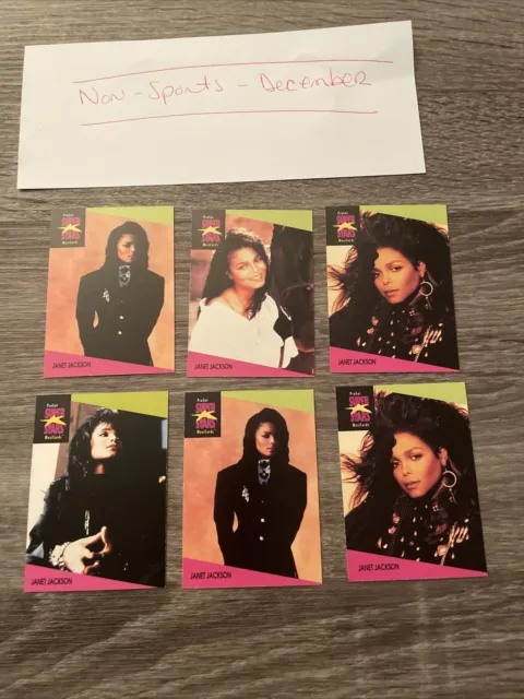 Janet Jackson 6 X Card Lot 1991 Pro-Set Super-Stars Music free ship, see photos