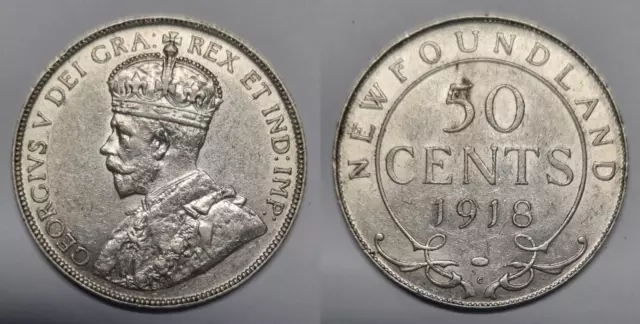 Newfoundland 50 cents 1918-C AU++