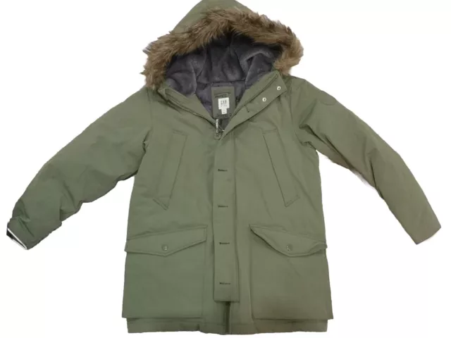 Boys GAP Khaki Green Parka Coat Age 13 Size XXL