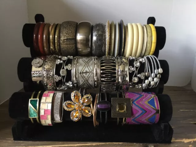 Job lot bracelets bangles mixed modern retro ladies chunky metal hinged   L@@K