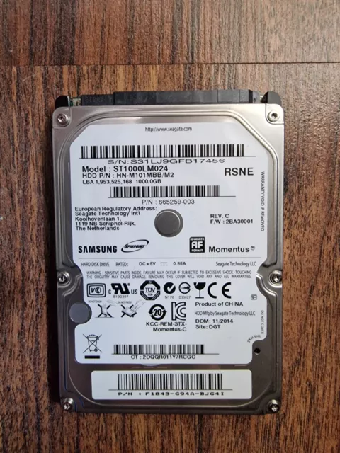 Seagate Momentus ST1000LM024 1 TB 2,5" Laptop-Festplatte SATA-Festplatte