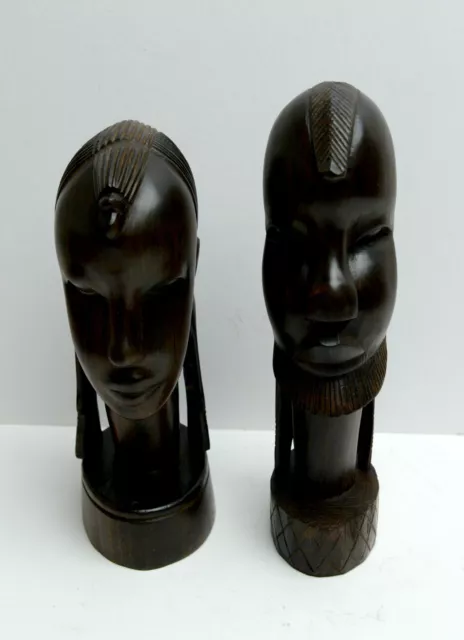 African Hand Carved Wood Figures Vintage African Tanzania