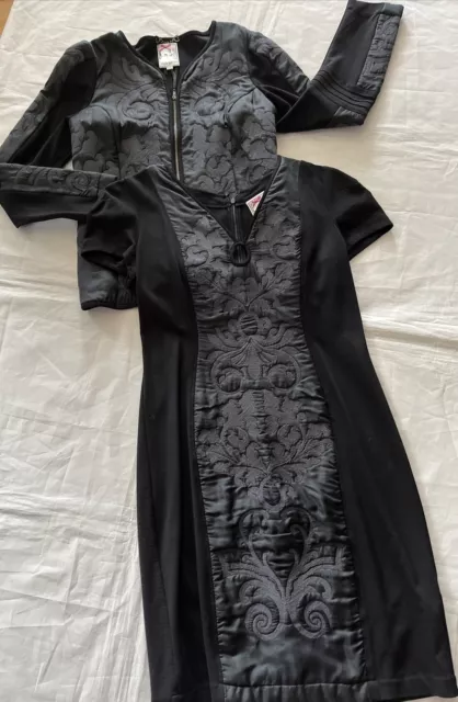 Yoana Baraschi Anthropologie LBD Dress Jacket Medium M 2pc Silk Front Set Anthro