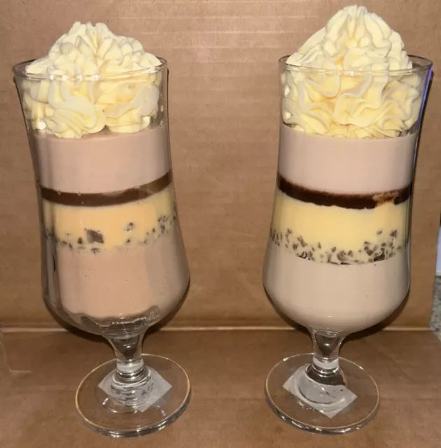 Parfait Dessert In 8” Glass Set Of 2 Display Fake Food Prop Realistic Looking
