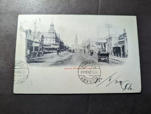 1909 British Transvaal South Africa RPPC Postcard Cover Pretoria to Tasmania