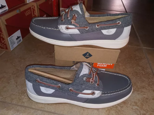 NEW $89 Womens Sperry Rosefish Wool Dark Grey Boat Shoes, size 7