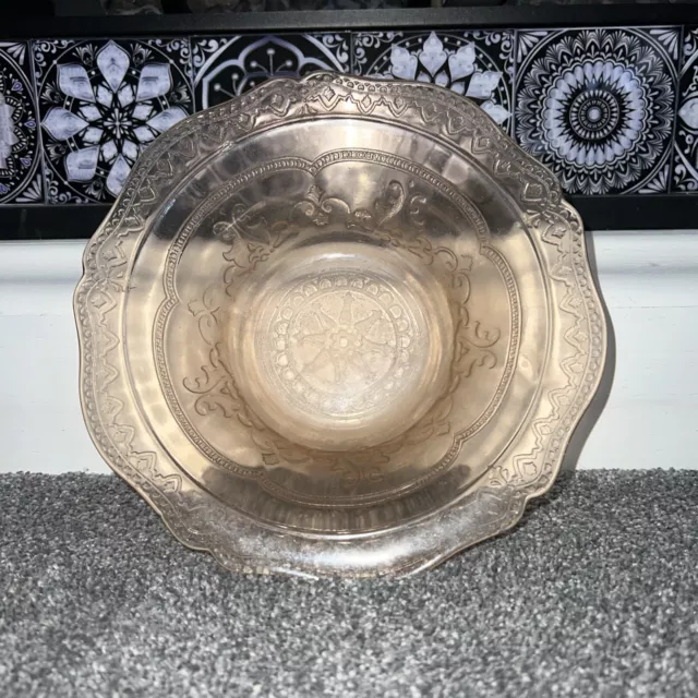 Federal Glass Patrician Pink ~ Spoke ~ Pink Depression Glass 9” Lg. Fruit Bowl