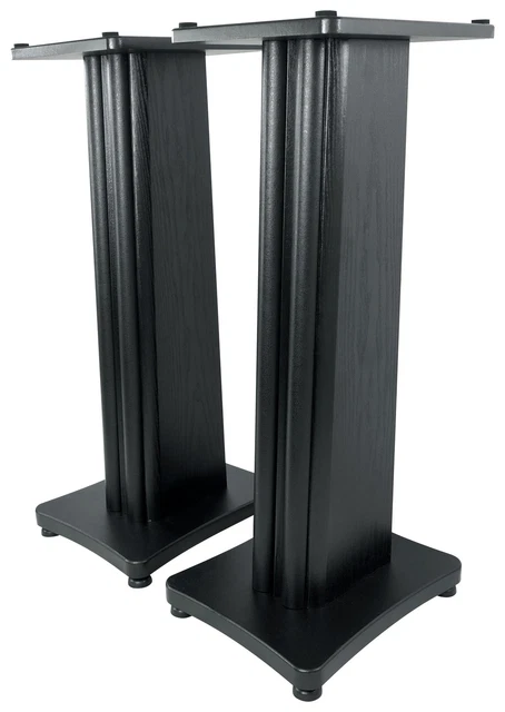 (2) Rockville SS28B Black Wood Grain 28" Speaker Stands Fits DALI SPEKTOR 1 WLNT
