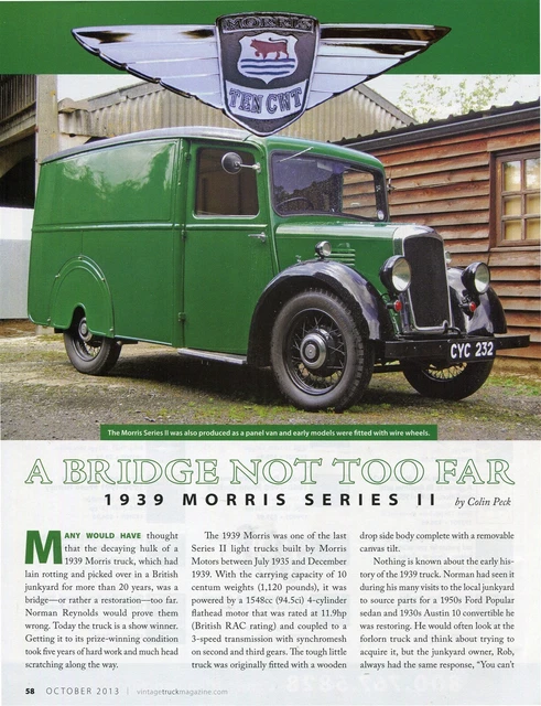 1939 MORRIS SERIES II TRUCKS COLOR Article