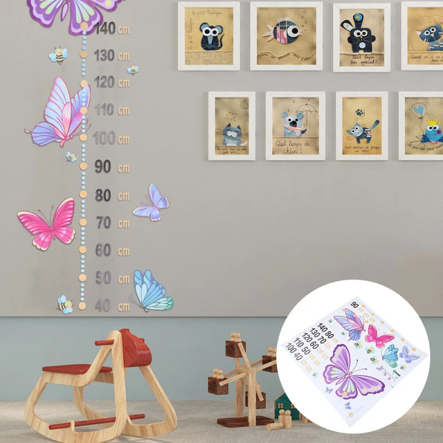 2 feuilles Bébé Baby Kids Hauteur Hauteur Tableau mural Papillons Déclentant Déc