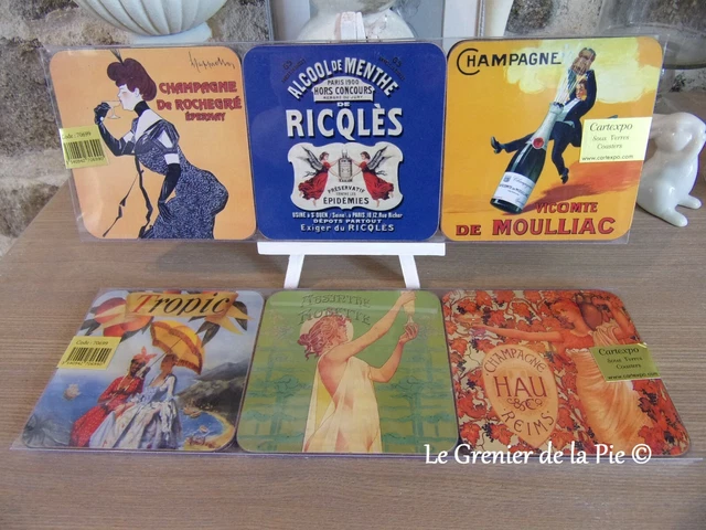 Lot De 6 Dessous De Verre Pub Bières Vintage - Liège, Motifs Gallia Meuse, Neufs
