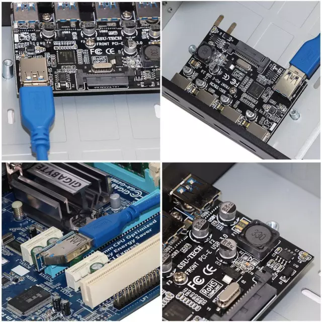 FU3401 PCI-E to 4 Port USB 3.0 PCI Express Expansion Card for Desktop