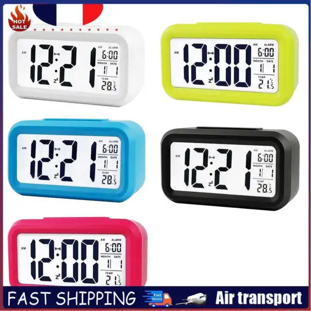 Temperature Alarm Clock LED Display Digital Backlight Calendar Desktop Snooze