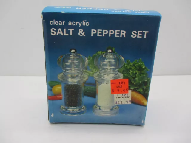 Vintage Acrylic Clear Salt and Pepper Shaker Set NOS