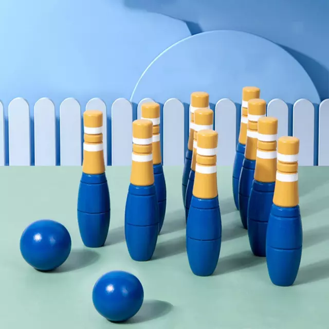 Ensemble de Bowling en bois pour enfants, 10 pièces, jouet Durable et Portable,