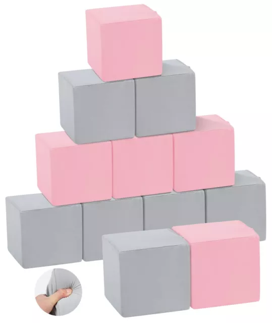 TRENDBOX 12 Pcs Toddler Foam Blocks, 5.5inch Soft Foam Cubes Blocks with Deta...