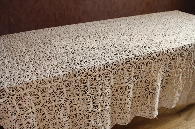 Grand Dessus De Lit Fait Main En Coton Blanc Motif Damier 220x184 Cm – Art Déco, Lavable, Multi-usage