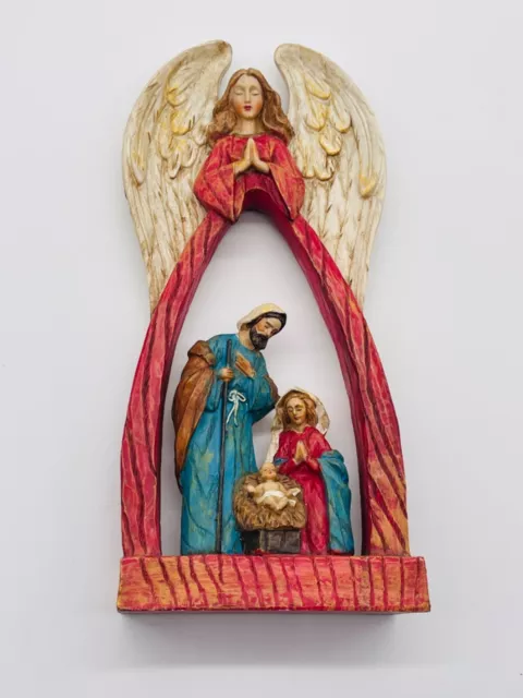 Ángel de Navidad Resina Belén Estante Manto Decoración Vacaciones Sagrada Familia