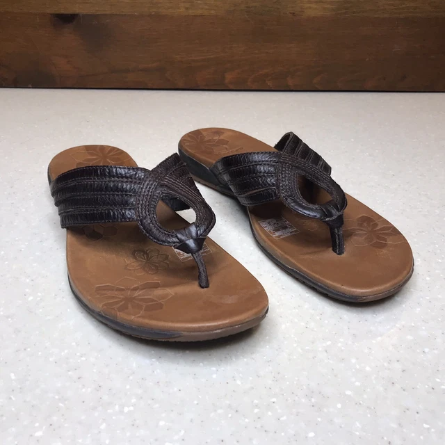 Merrell Thong Sandal Lidia Mahogany Womens Size 9 Leather J46304 Slip-on EUC