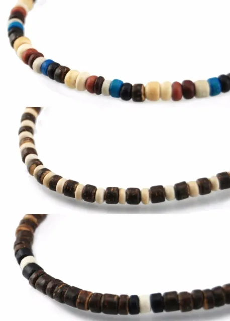 Men Women Surfer Choker Necklace Bracelet Anklet Coco 5mm Natural Wood beads