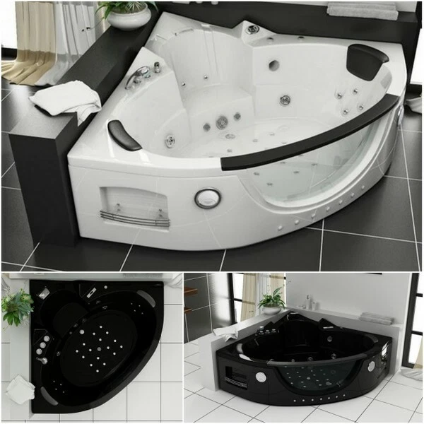 Vasca Idromassaggio da bagno 152x152cm vetro frontale Cromoterapia bluetooth Br