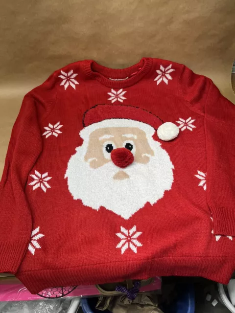 UGLY CHRISTMAS SANTA SWEATER Merry Christmas Poof New York Women's Size Medium