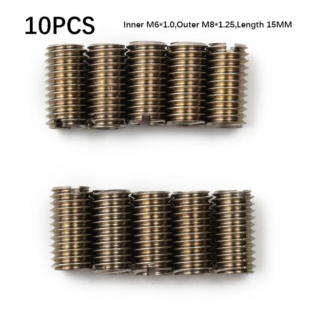 Acier Inoxydable Fileté Bois Inserts Intérieur M6 1.0/ Outer M8 1.25 Meuble Noix