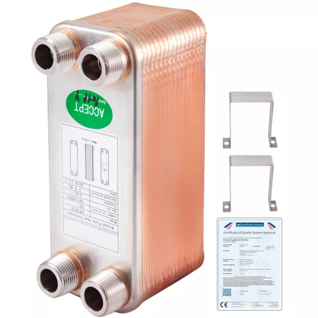 316L Flat Plate Heat Exchanger Brazed 65 KW 30 Plate Heat Exchanger for Heating