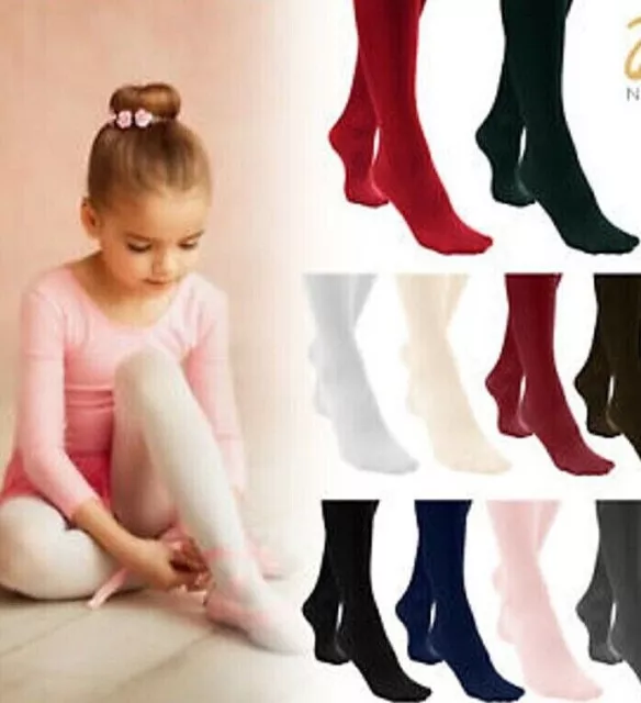 Collant scuola per ragazze in cotone ricchi eleganti età 0-12 anni colori assortiti