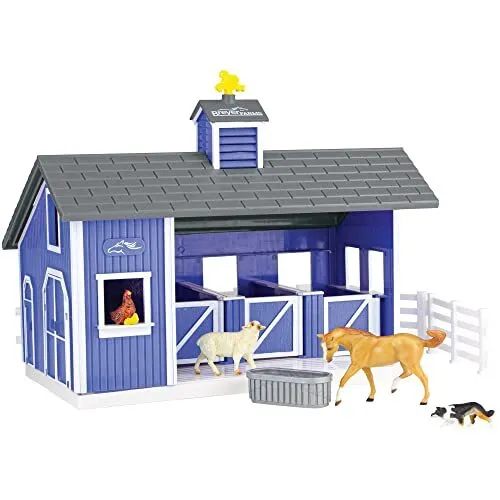 Horses Farms Home at The Barn Playset | 10 Piece Playset | 1 Stablemates Hors...
