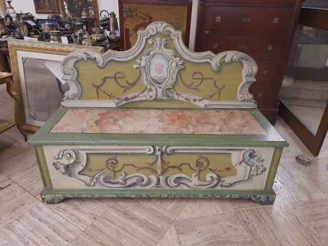 Cassapanca In Legno Laccato E Dipinto Del XX Secolo , Cassapanca Laccata
