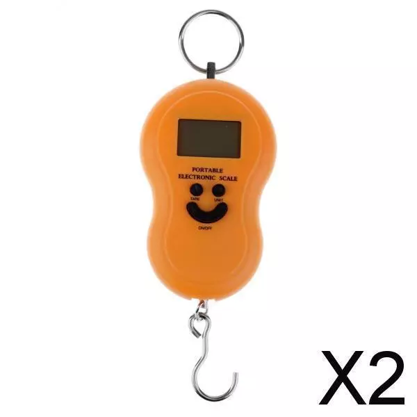 2X 50kg/10g Pocket LCD Digital Fish Hanging Luggage Weight Hook Scale Yellow