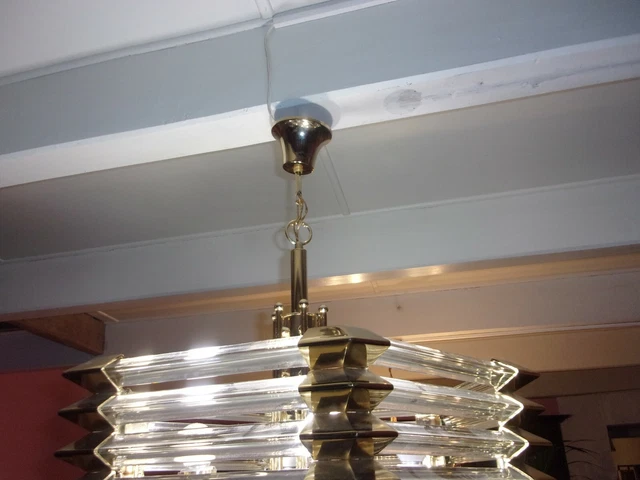 lustre suspension verre style bakalowits  sohne laiton  cristal   1960 1970 3