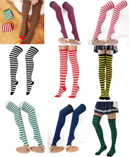 AU Women / Girl Elf Xmas Bee Striped Costume Stockings Long Socks Dress Up