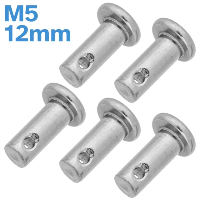5pcs M5 5mm x 12mm 304 Stainless Steel Clevis Pin Fastener Tool Hinge Link