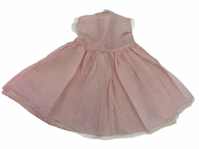 Vintage Small Baby Doll 12" Tall Clothes Pink White Lace Dress Sleeveless